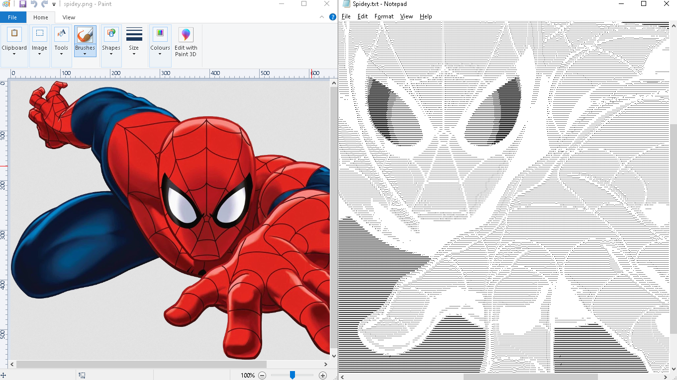 Is that Spiderman drawn in text? Yes it is!