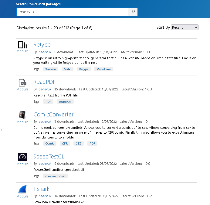 Recent Powershell Modules